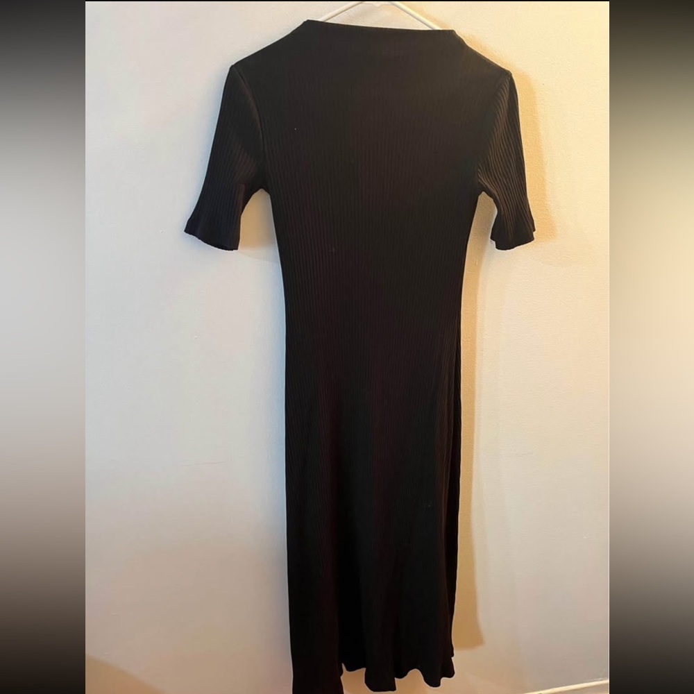 Zara Black Ribbed Midi Dress